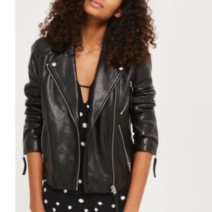 Topshop Rosemary Leather Biker Jacket